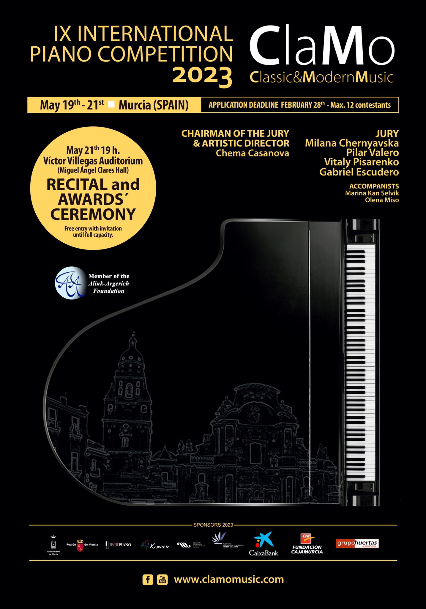 IX Edición del Concurso Internacional de Piano Clamo Music Región de Murcia 2023.