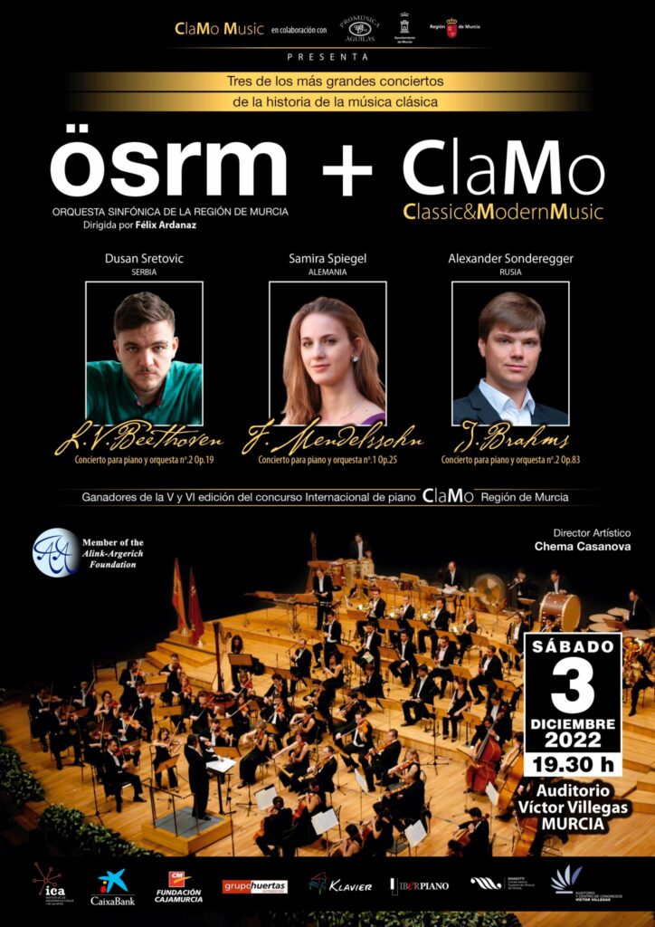 Concierto de Piano y Orquesta en Murcia – OSRM y Clamo Music – 3 de diciembre de 2023